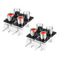 Two-pack RCA female 4-position 6-pin AV jack connectors with red inner rings