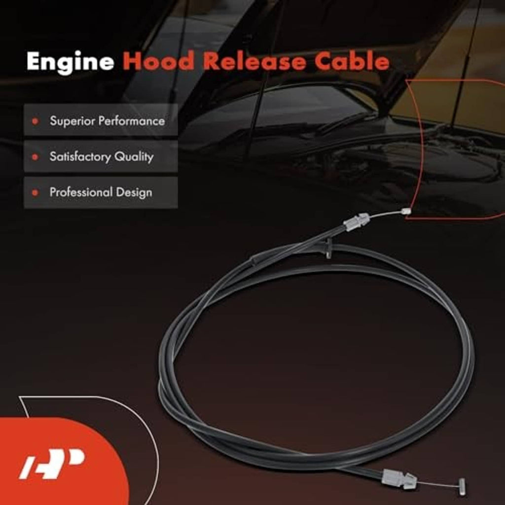 Engine hood release cable with looped black wire and gray connectors