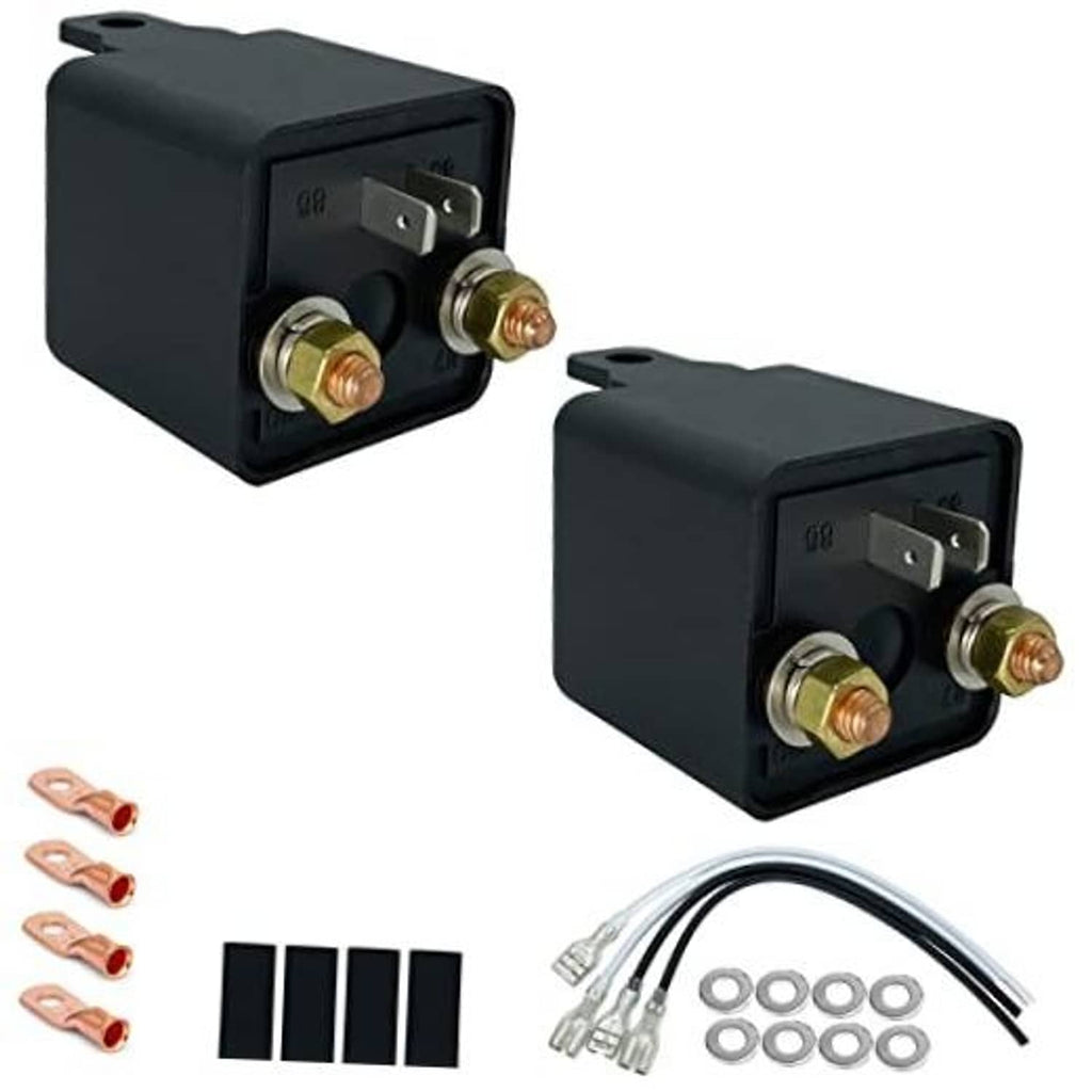 Black 4-pin relay with two copper screw terminals and top mounting tab