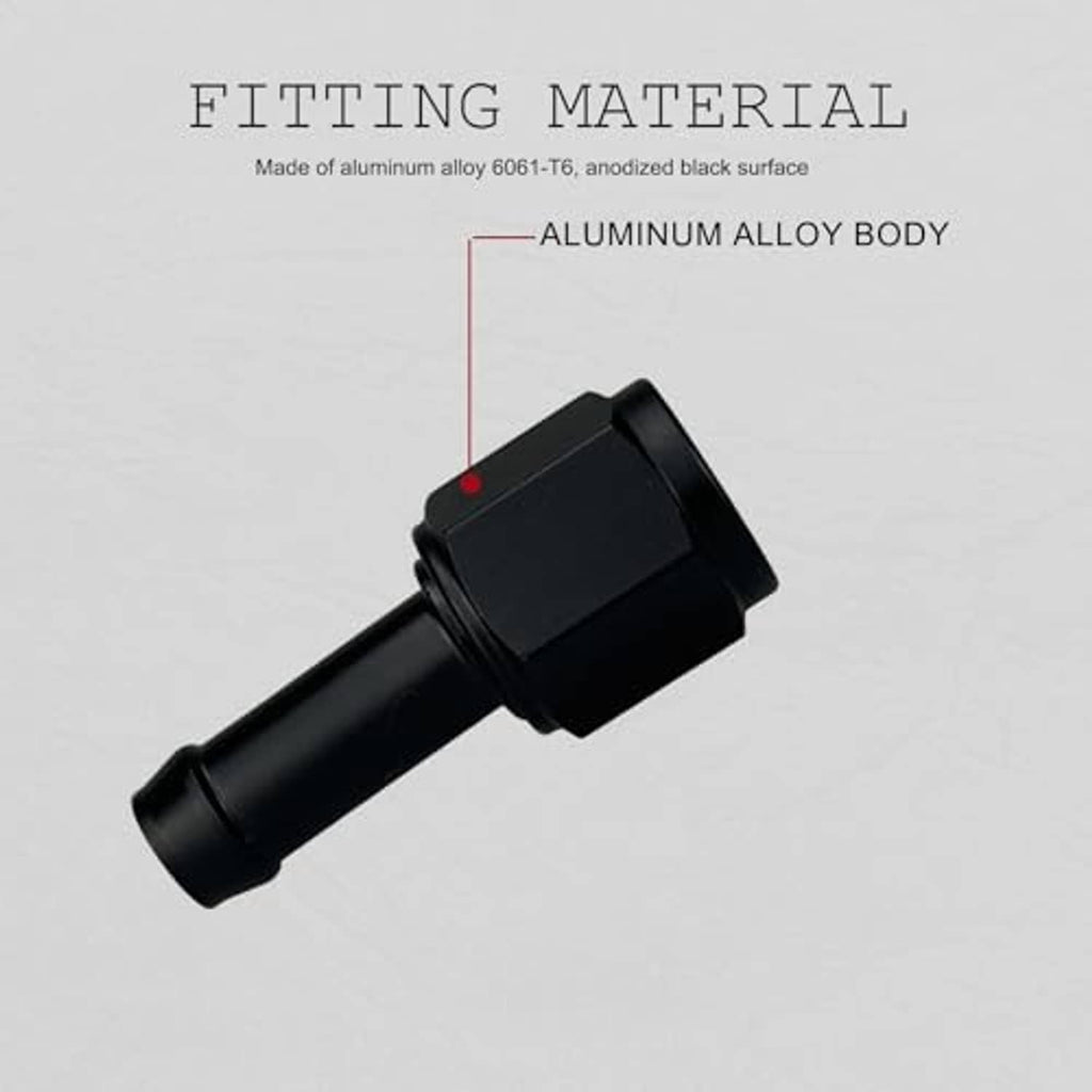 Black anodized aluminum alloy 10AN female to 3/8" barb hose adapter