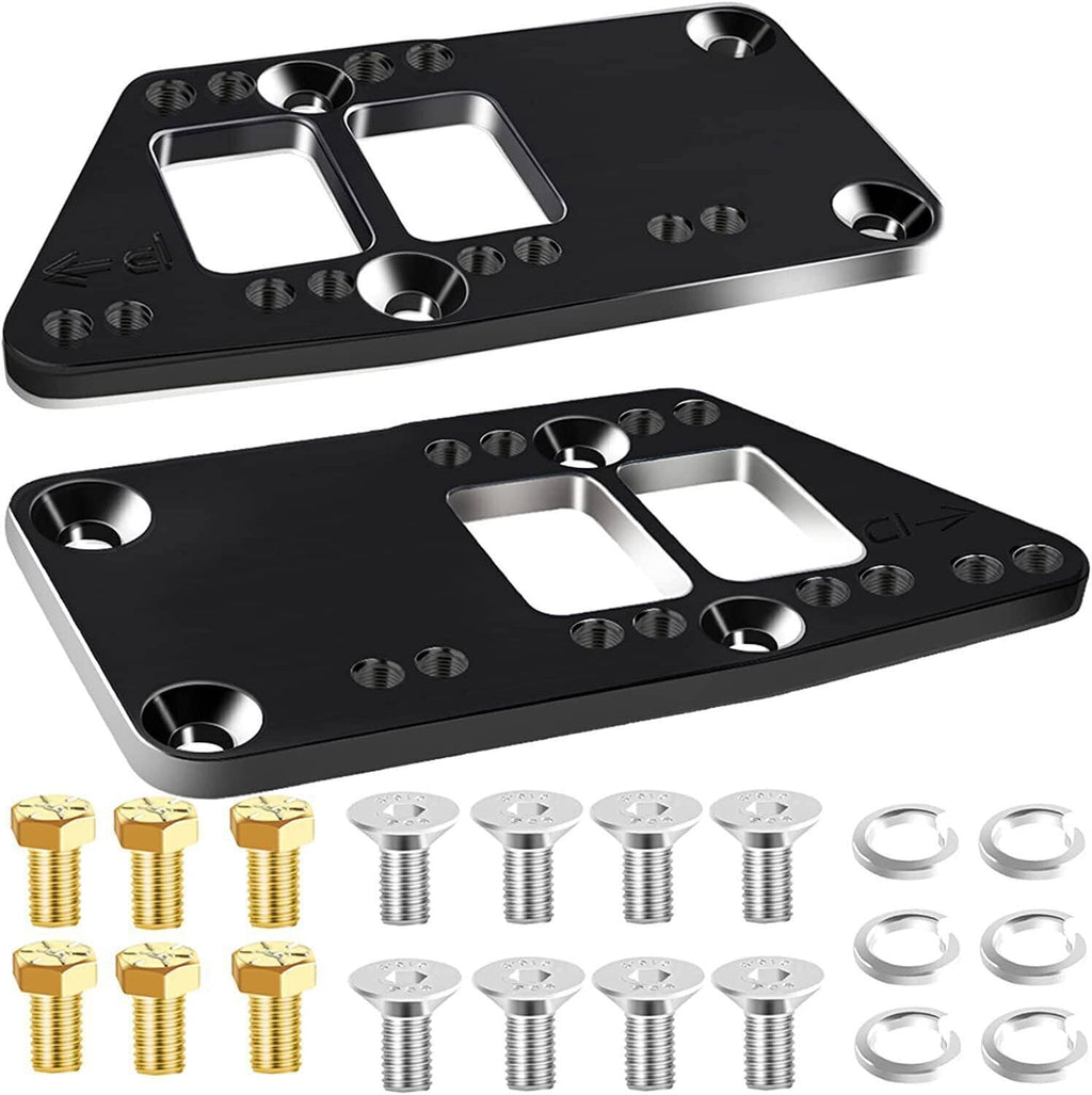 Black engine conversion mounting plates kit with silver fasteners and spacers