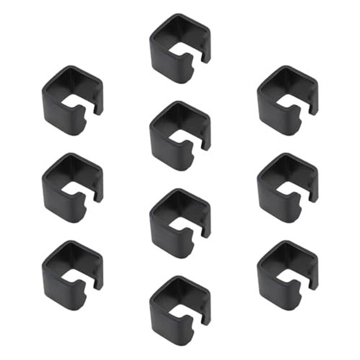 Set of trolley jack link clips, black rubber U-shape with pin notch