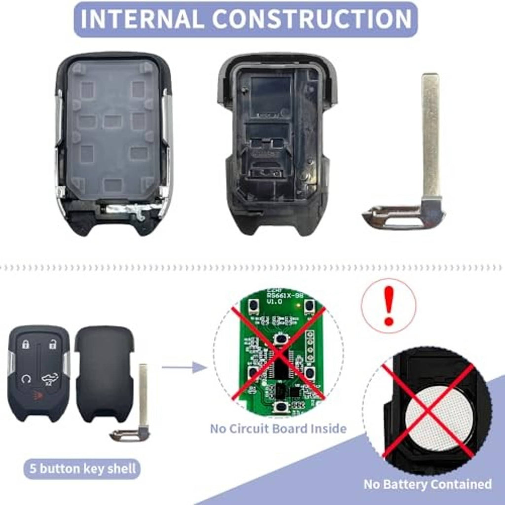 Black key fob shell case replacement opened to show inner cavity and key blade insert