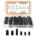 Clear organizer case with black rubber vacuum cap assortment kit pieces