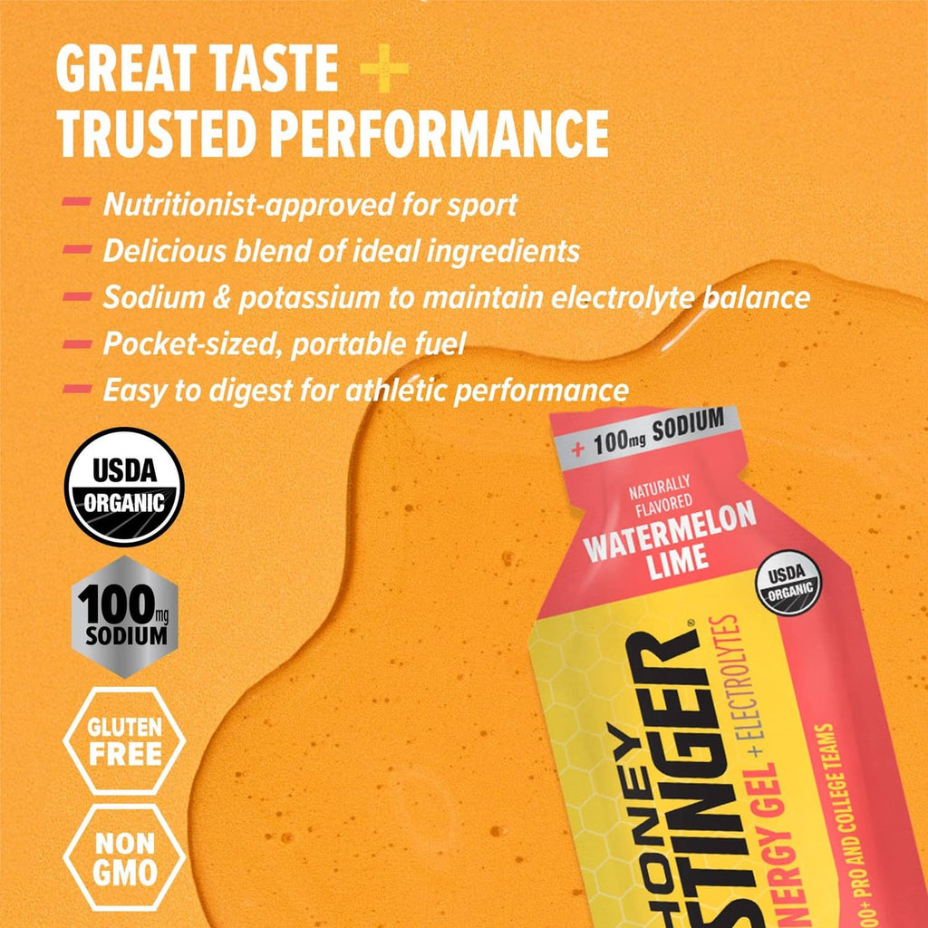 Watermelon lime energy gel box with USDA organic and gluten-free labels