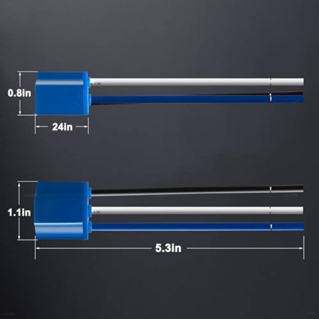 H4 connector pigtail harness showing two parallel wire lengths with blue plug housing