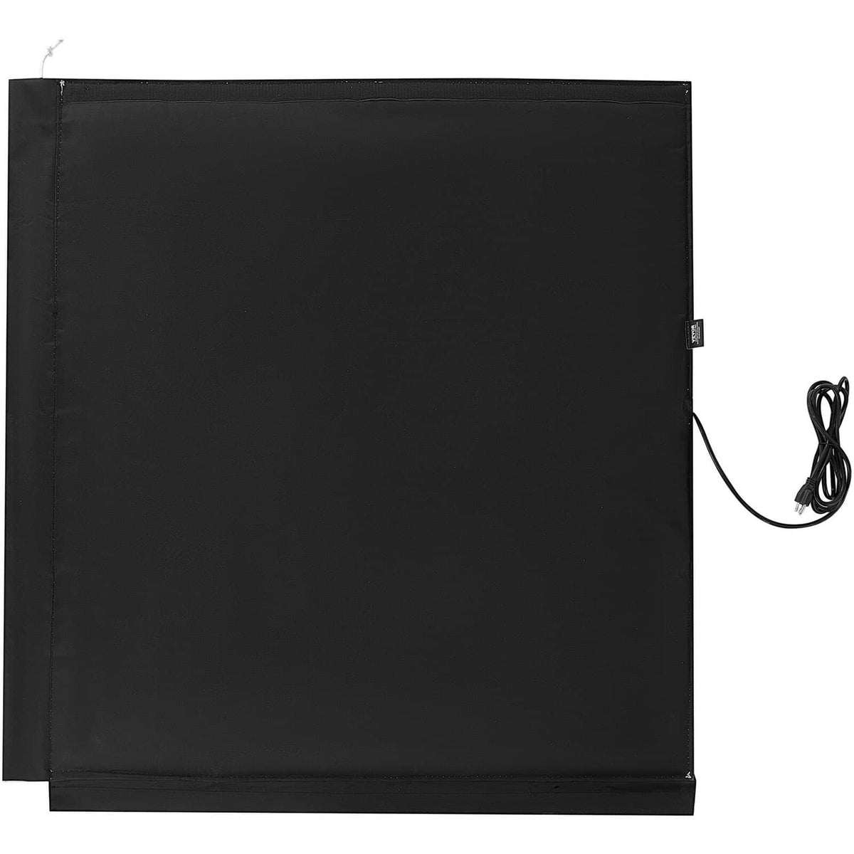 Black insulated gas cylinder warmer pad with attached power cord