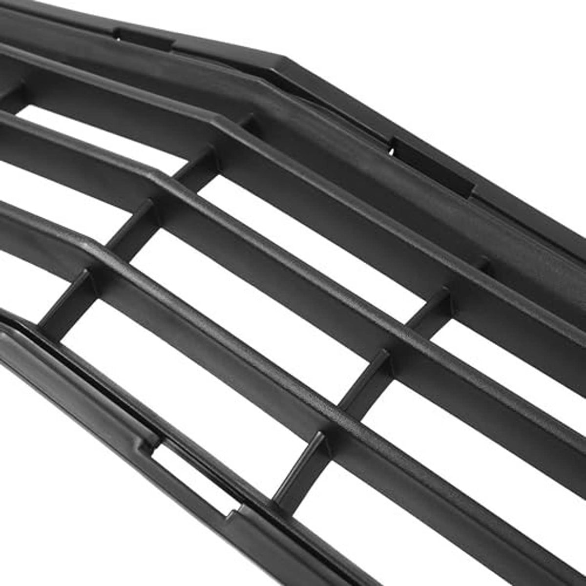 Close-up black grille grid with thick slats and crossbars