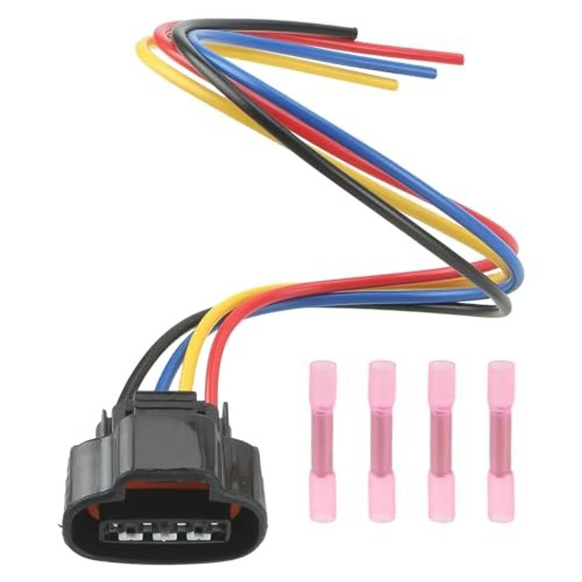 Throttle position sensor connector with wire harness and four pink terminal pins