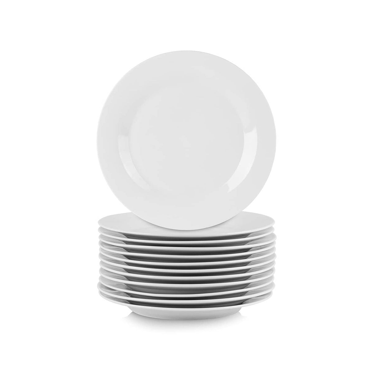 White round 7.5-inch catering salad/dessert plates, stacked