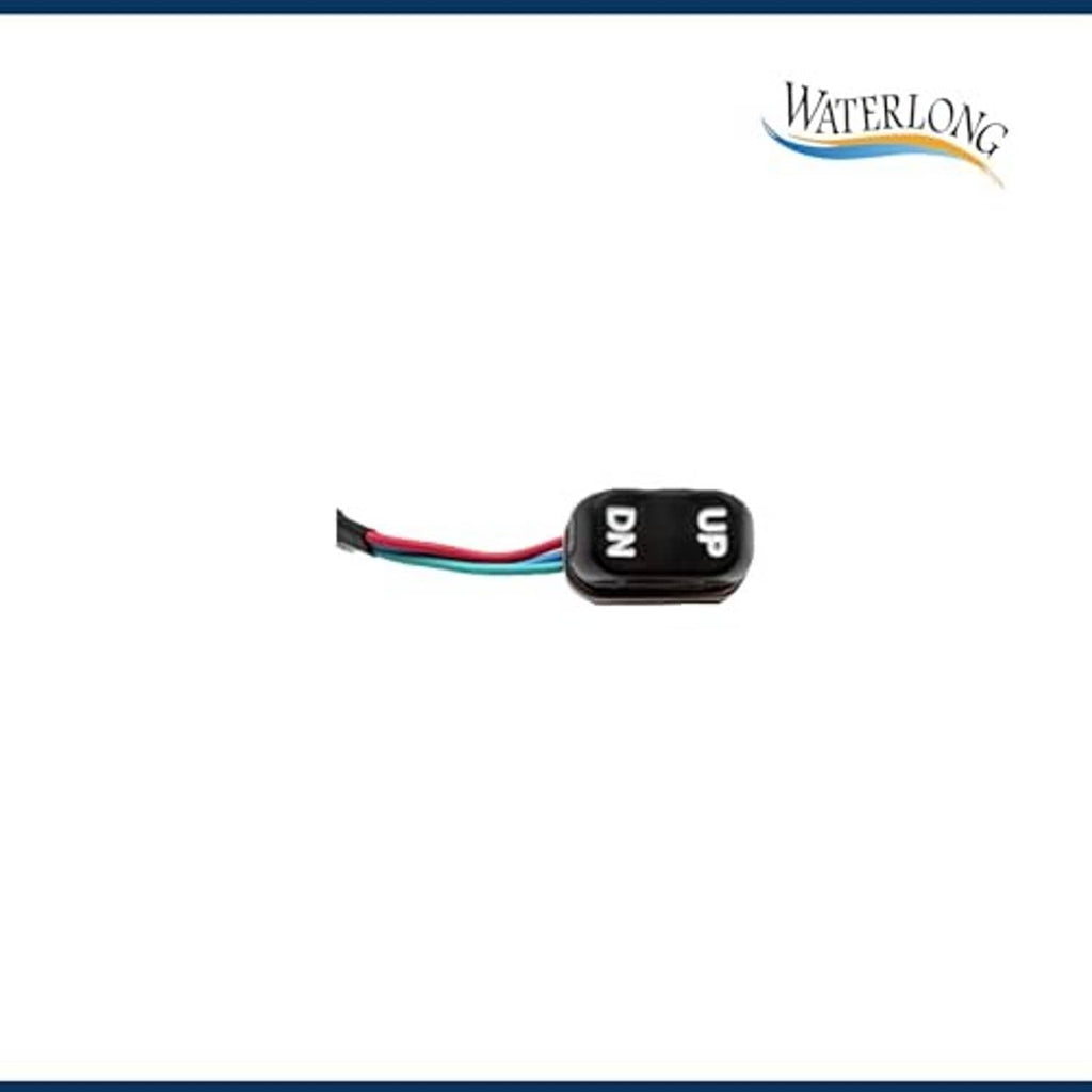 Black trim tilt rocker switch labeled UP and DN with red, blue, and green wires