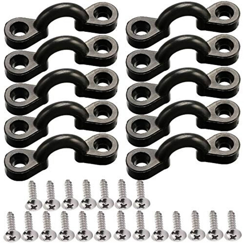 Kayak pad eye kit: black U-buckles with mounting holes and silver screws
