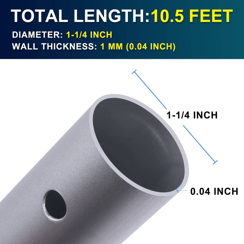 Aluminum pool pole end cap with hollow connector tube and circular opening