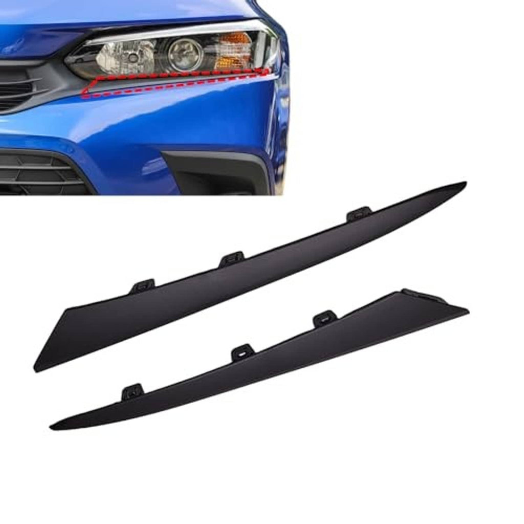 Front bumper trim set, matte black long molding strips with mounting clips