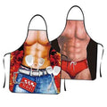 Pair of novelty bib aprons with kitchen utensil prints, adjustable neck straps