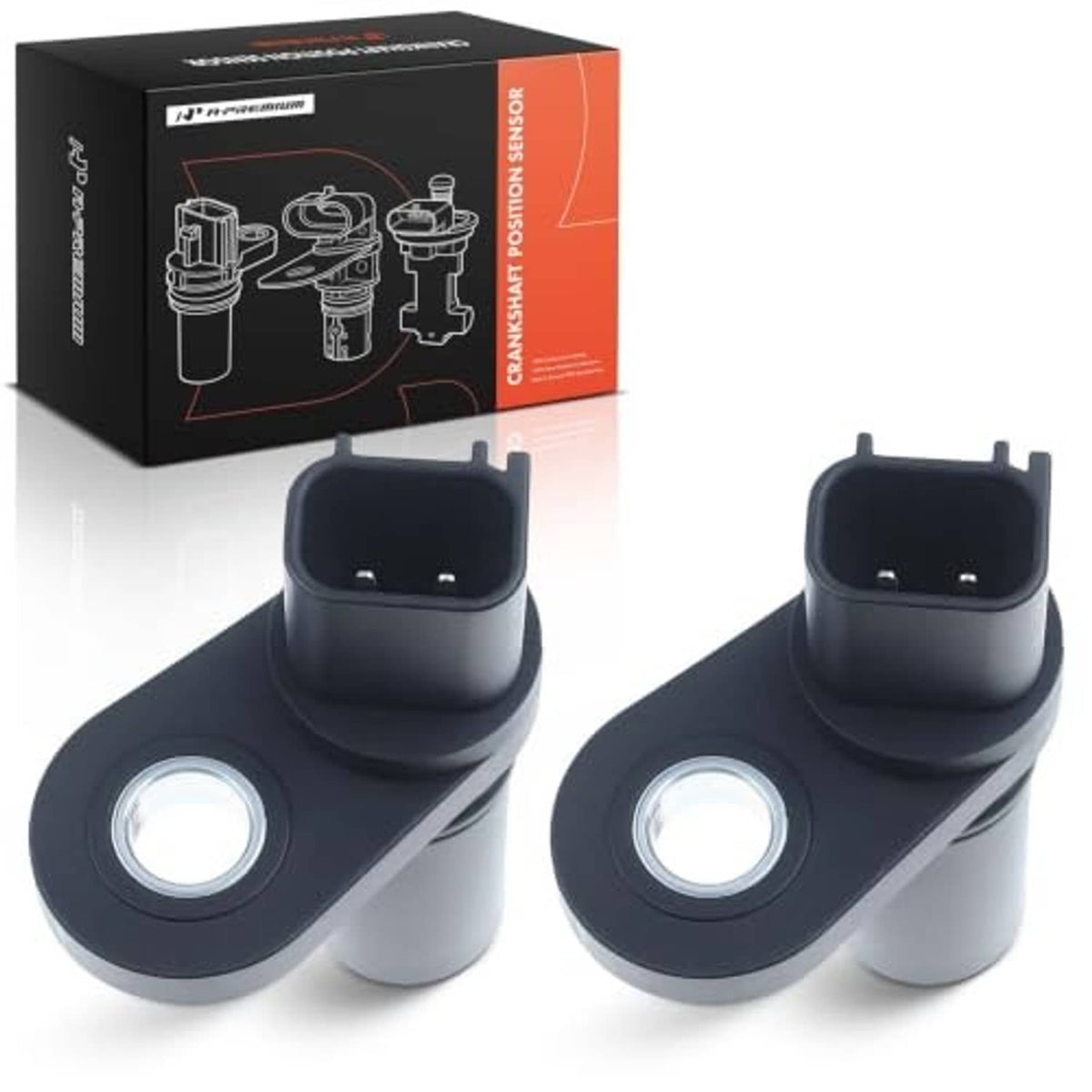Engine camshaft position sensor with black electrical connector and circular mount base