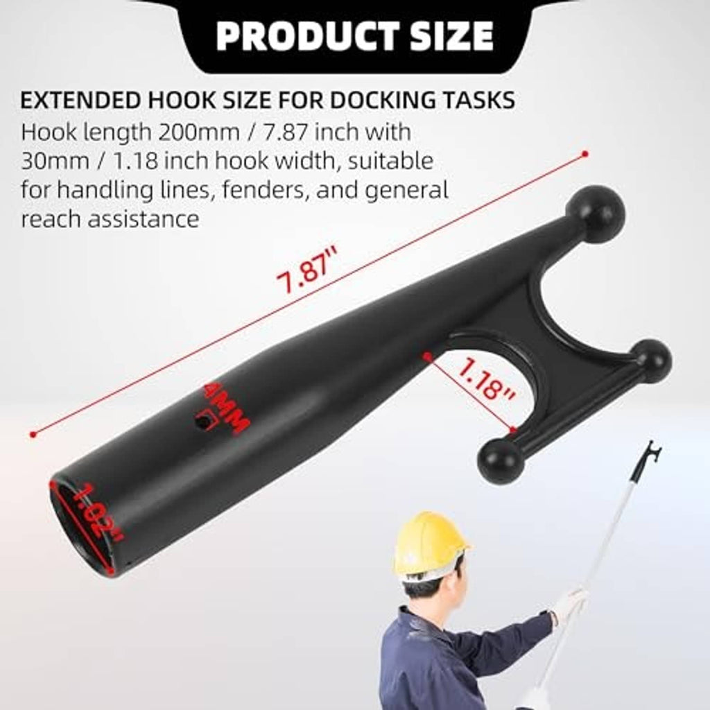 Black fork-style boat hook attachment with mounting base and ball-tip prongs