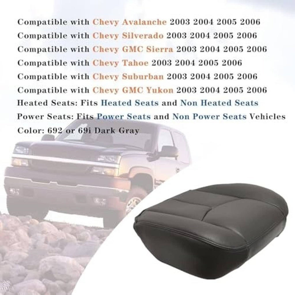 Dark gray leather seat cover cushion with rounded top, contoured seams