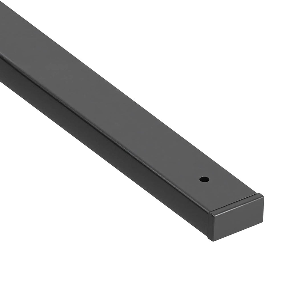 Rectangular black steel railing baluster with long bar and two mounting holes