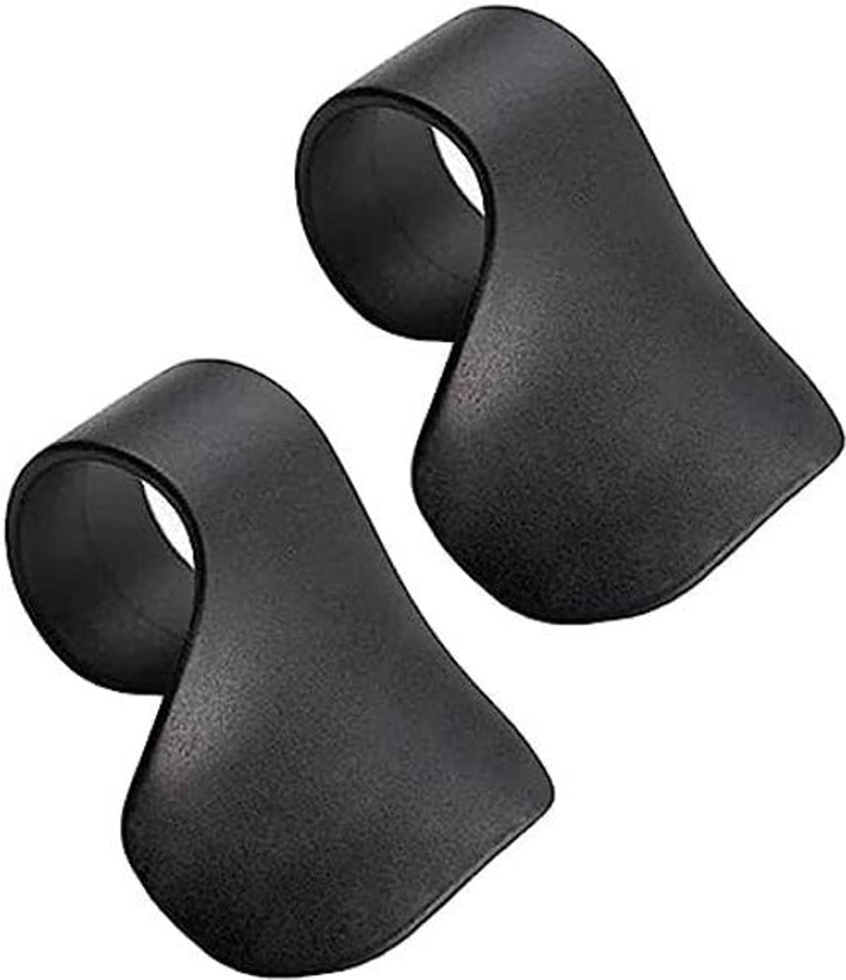 Two black curved throttle assist grips with circular inner openings