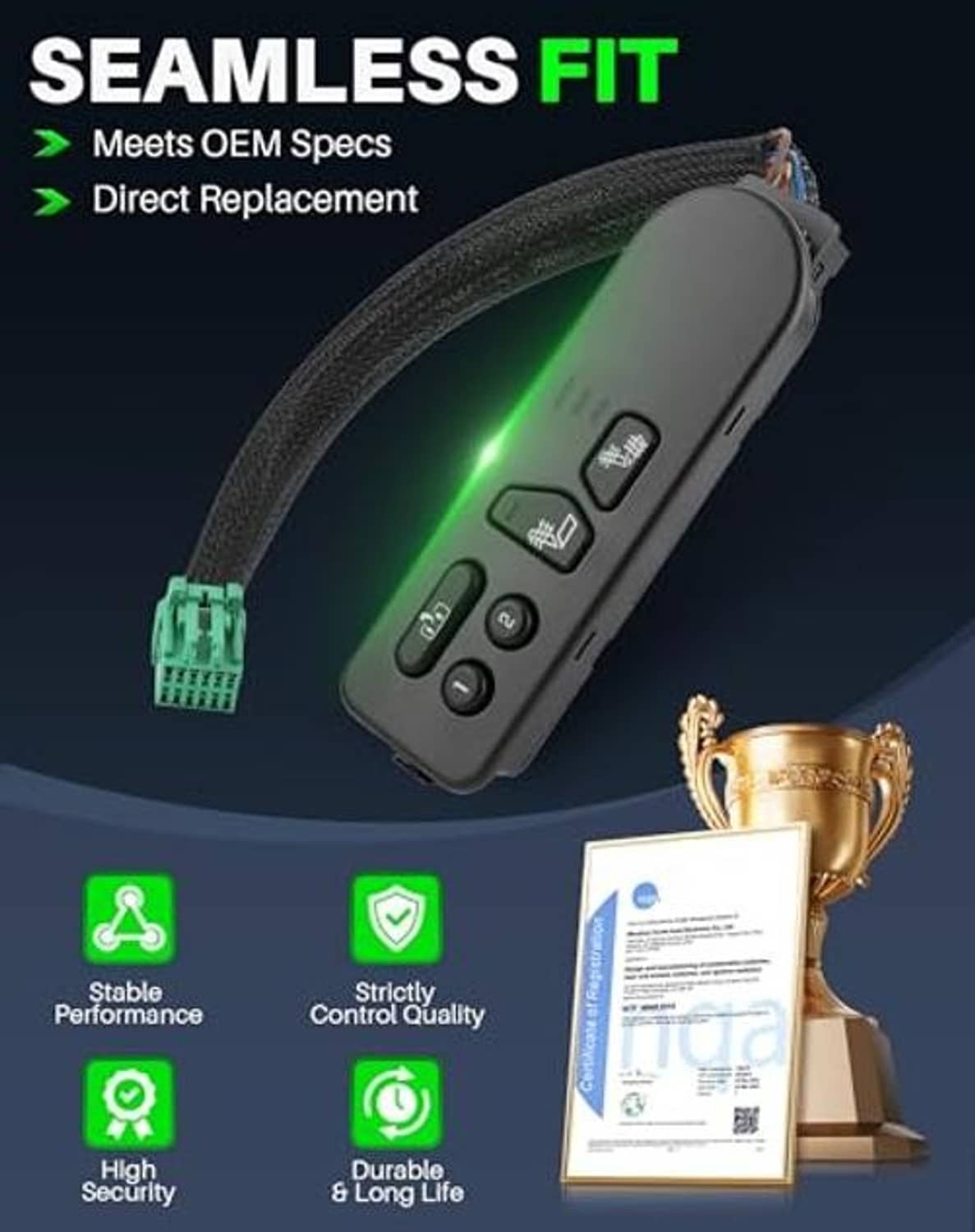 Heated seat switch with seamless fit callouts and black button layout