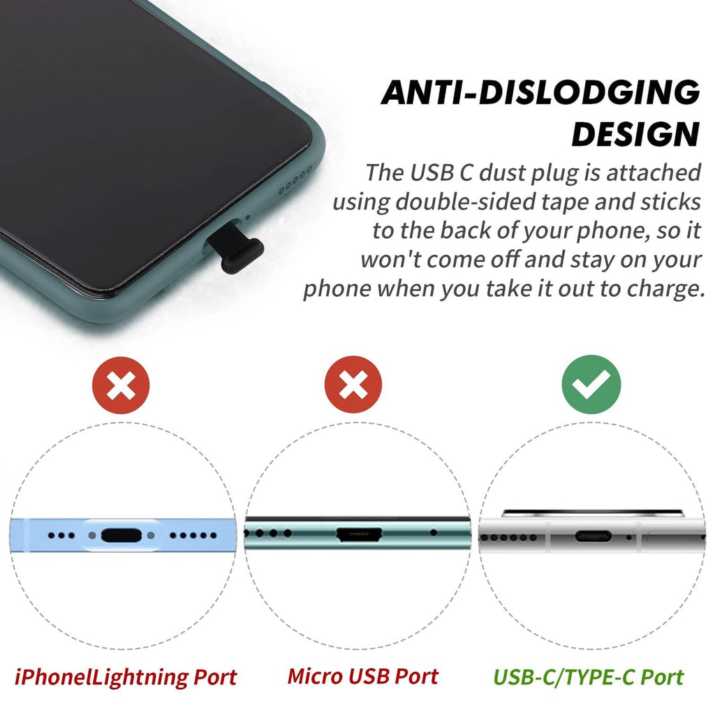 USB-C dust cover caps, small black plug for phone charging port