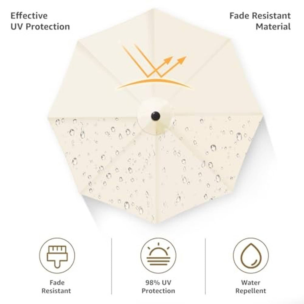 Off-white umbrella replacement canopy with water droplets texture and center button