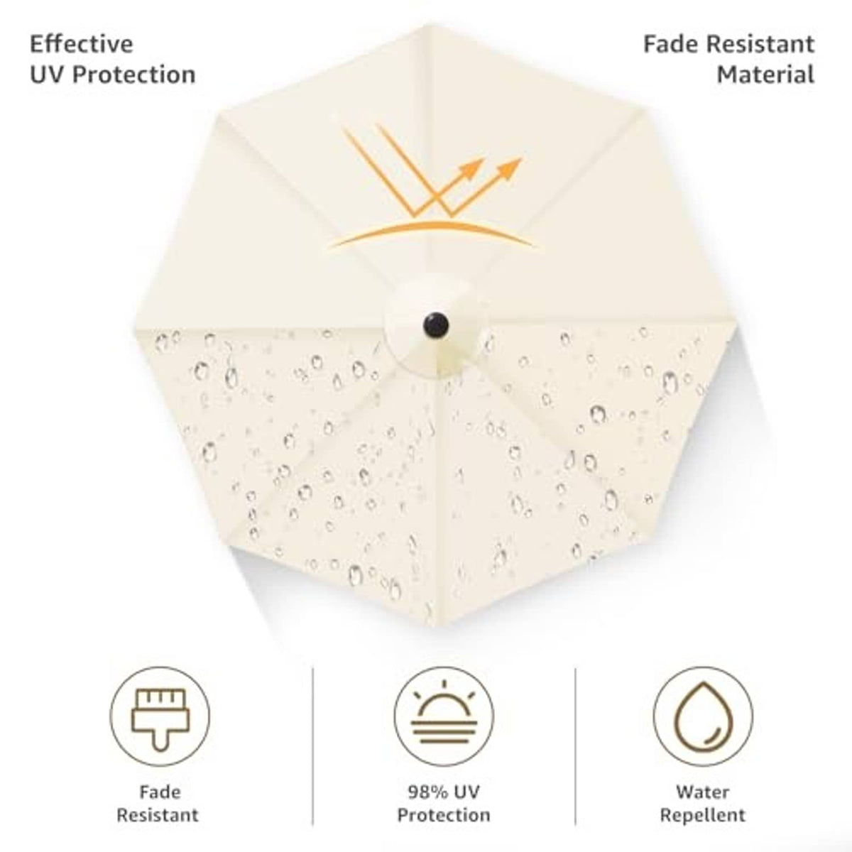 Off-white umbrella replacement canopy with water droplets texture and center button