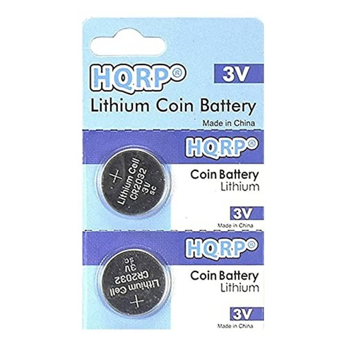 HQR P 3V lithium coin battery pack with two coin batteries on blister card