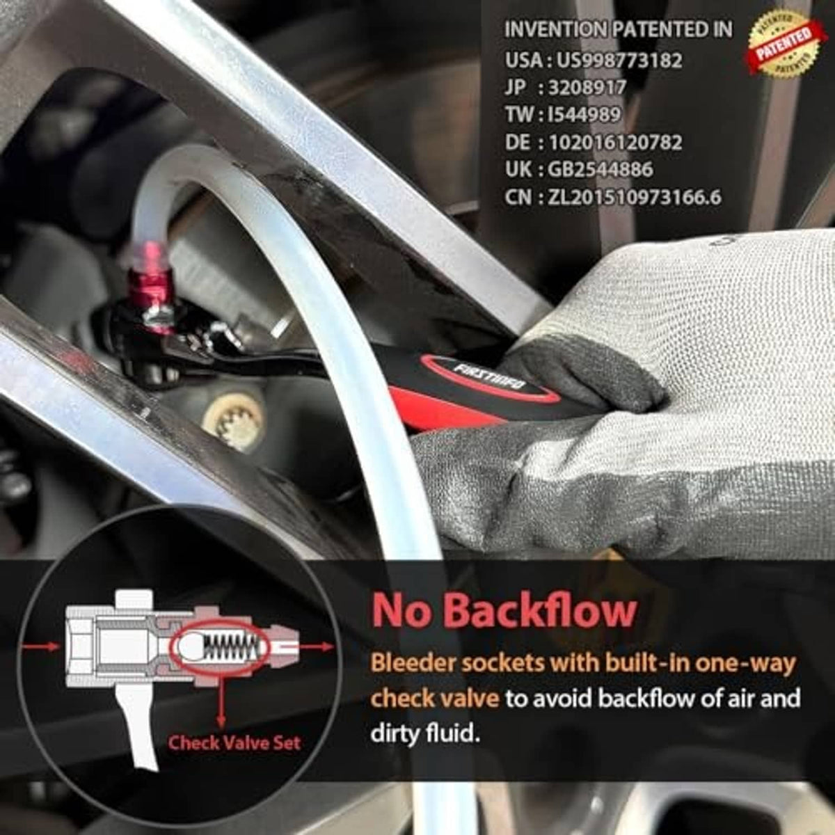 FIRSTINFO brake bleeder one-way check valve socket set for no backflow