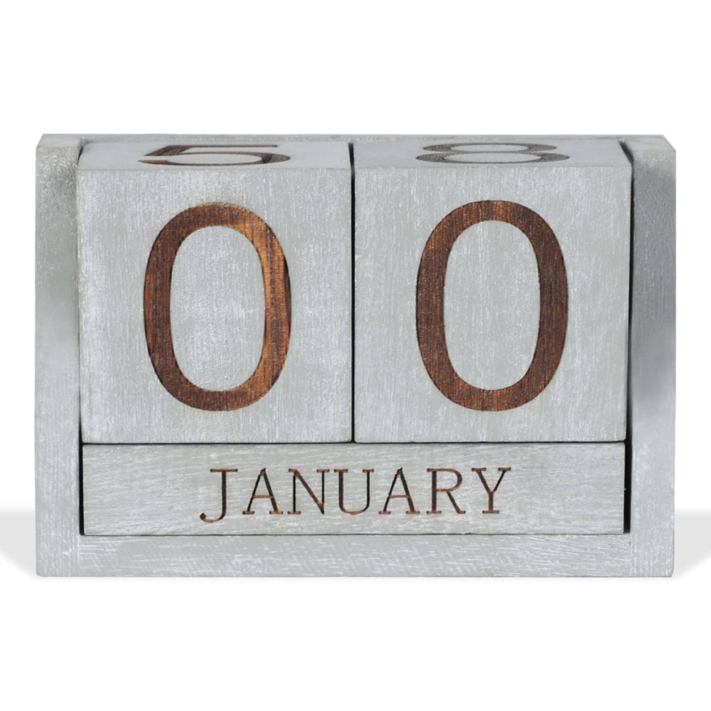 Grey desk calendar block set with large O numbers and JANUARY label