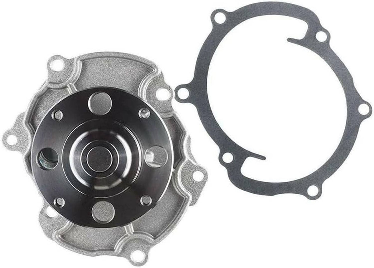 Automotive water pump with gasket and metal impeller housing, black seal center