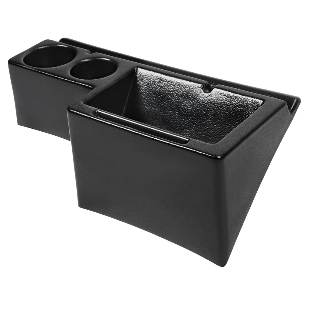 Black cab caddie organizer with two cup holders and open front storage tray