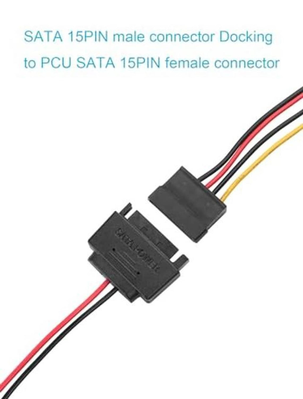 SATA adapter cable with keyed connectors and red/black/yellow internal wires