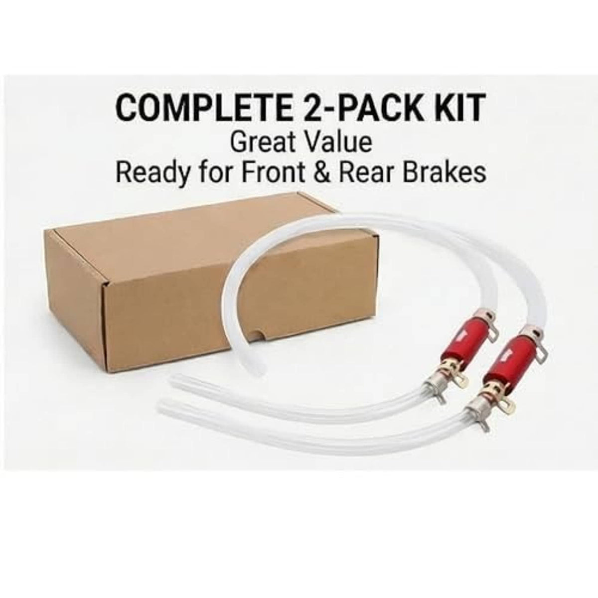 Brake bleeder hose 2-pack kit with clear tubes and red one-way check valves