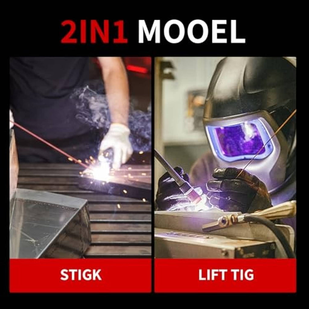 2-in-1 portable TIG and stick welding, showing torch welding and arc sparks