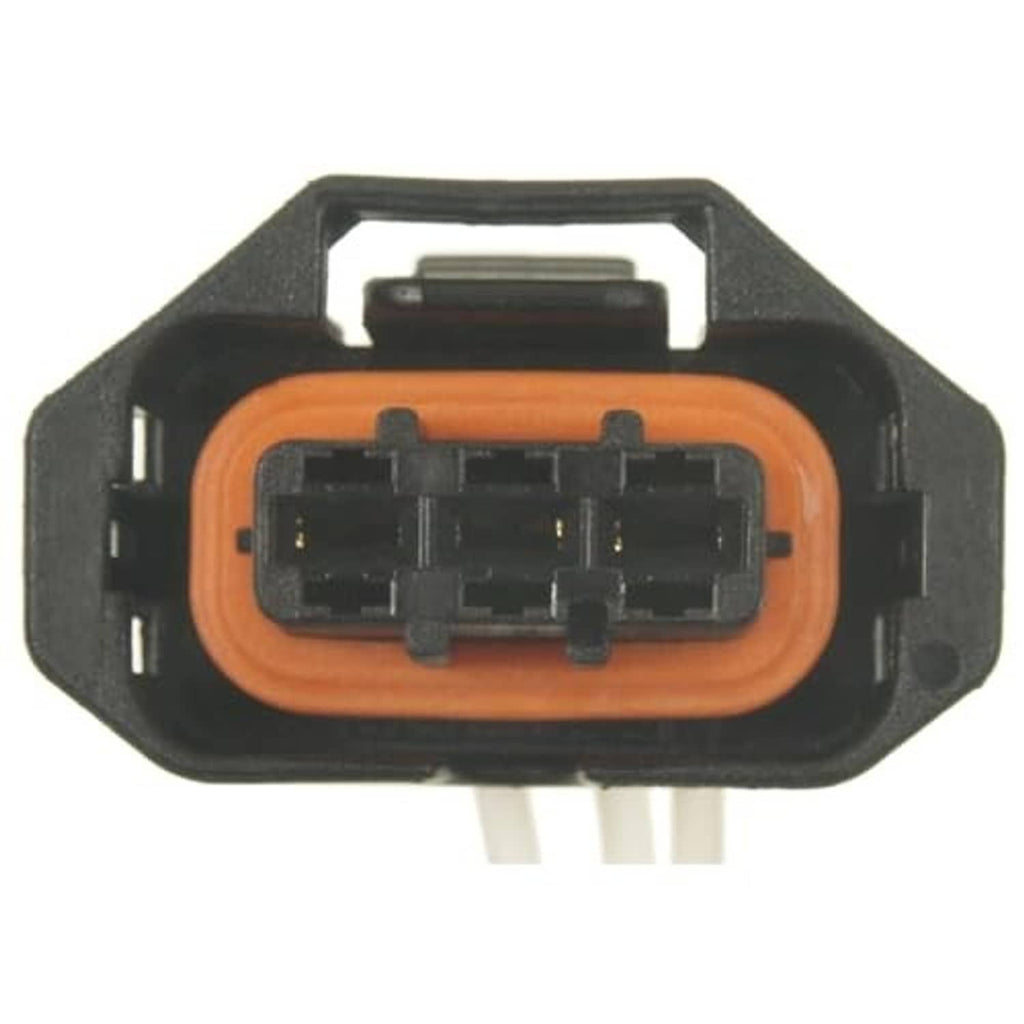 2-pin automotive wiring connector with orange oval insert and black plastic plug housing