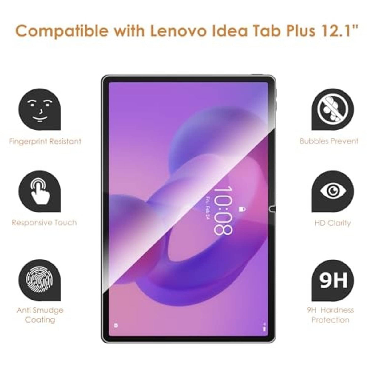 Clear 9H tablet screen protector set with anti-bubble and anti-smudge protection