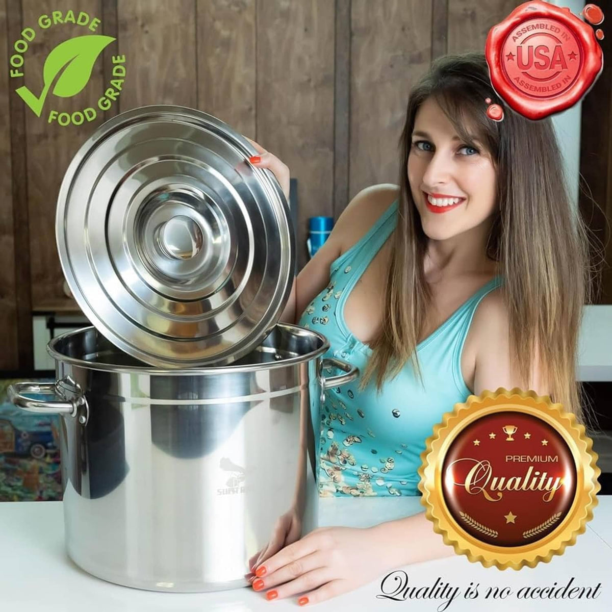 24 qt stainless steel canning pot with lid and rack, food-grade canning kit