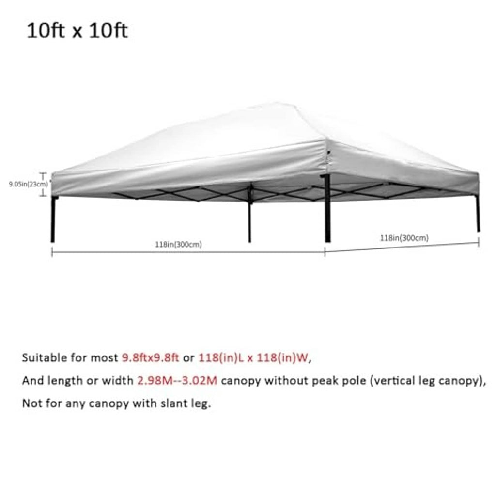 White 10x10 canopy replacement top with side frame and peaked roof