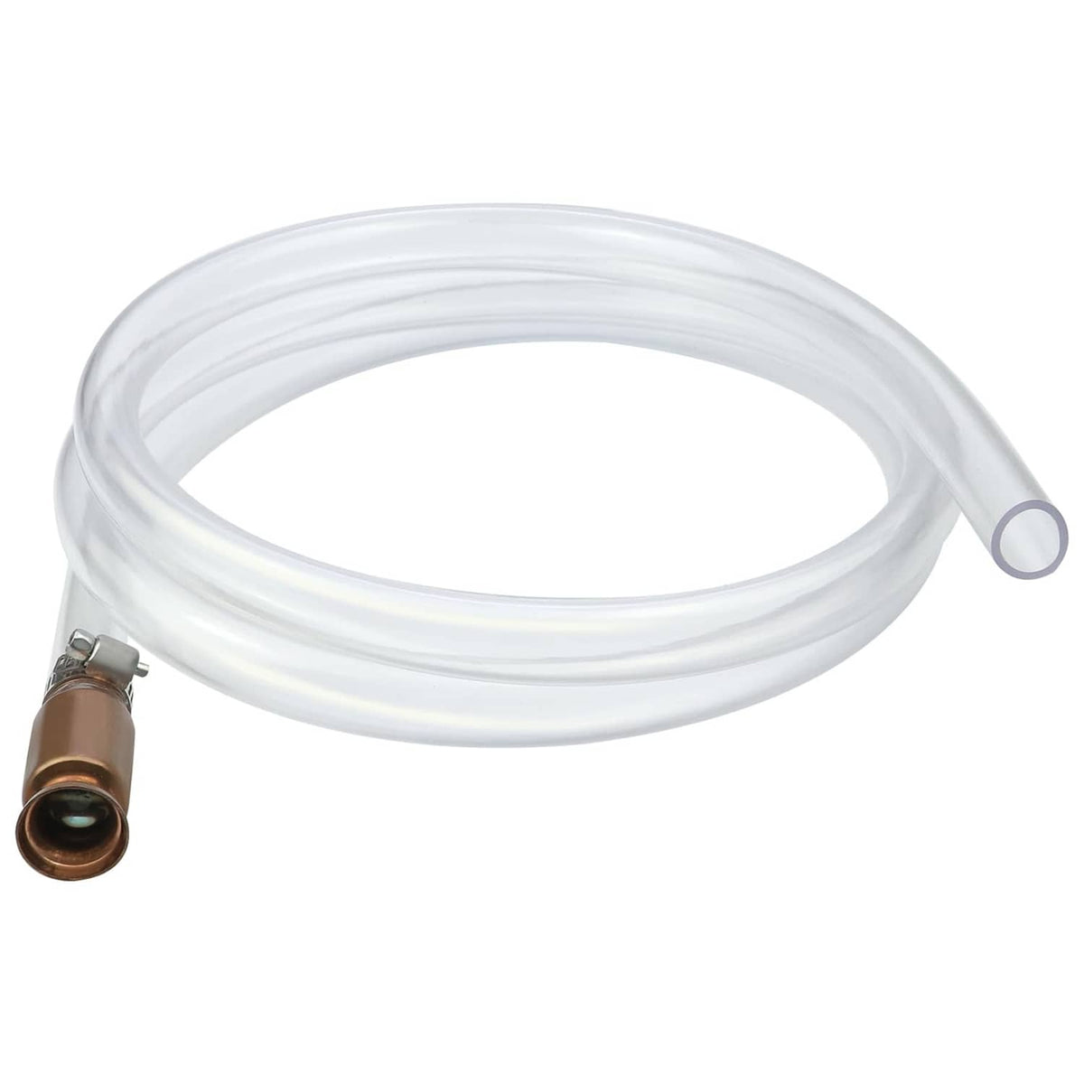 Gas siphon pump with 6 ft clear PVC hose and copper/brass valve end
