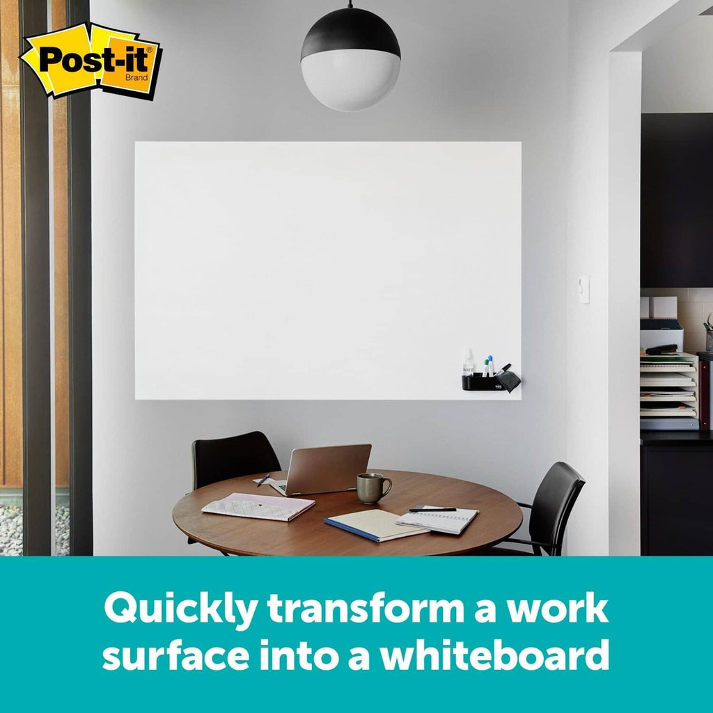 White Post-it Flex write surface mounted on wall as a workspace whiteboard
