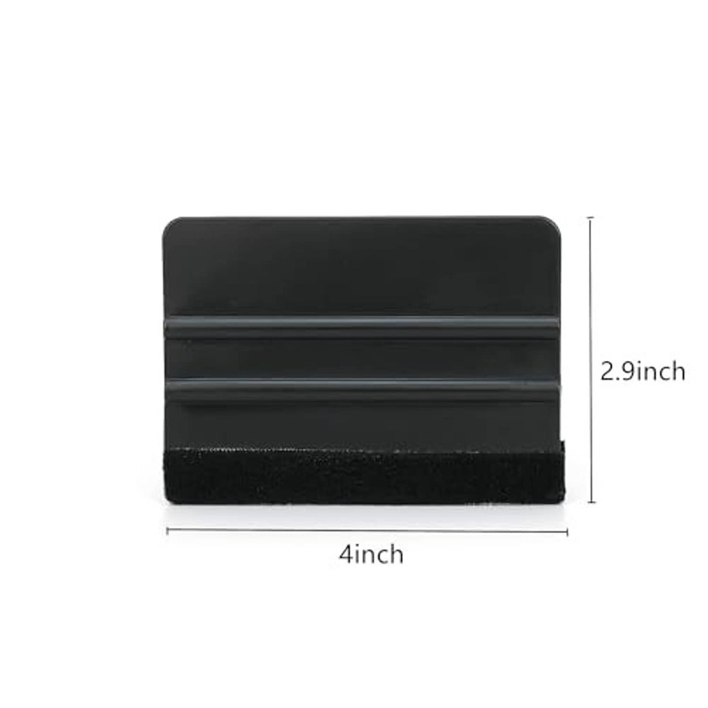 Black window tint squeegee with felt pad, 4-inch width and 2.9-inch height