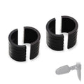 Black highway peg mount spacer bushings, pair of ribbed sleeves with inner cutout