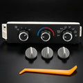 A/C heater control climate panel with three rotary knobs and indicator rings