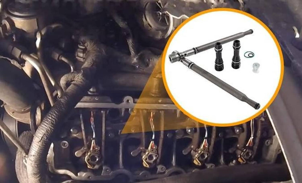 Fuel stand pipe dummy plug kit set with black tubes, plugs, and O-ring gasket