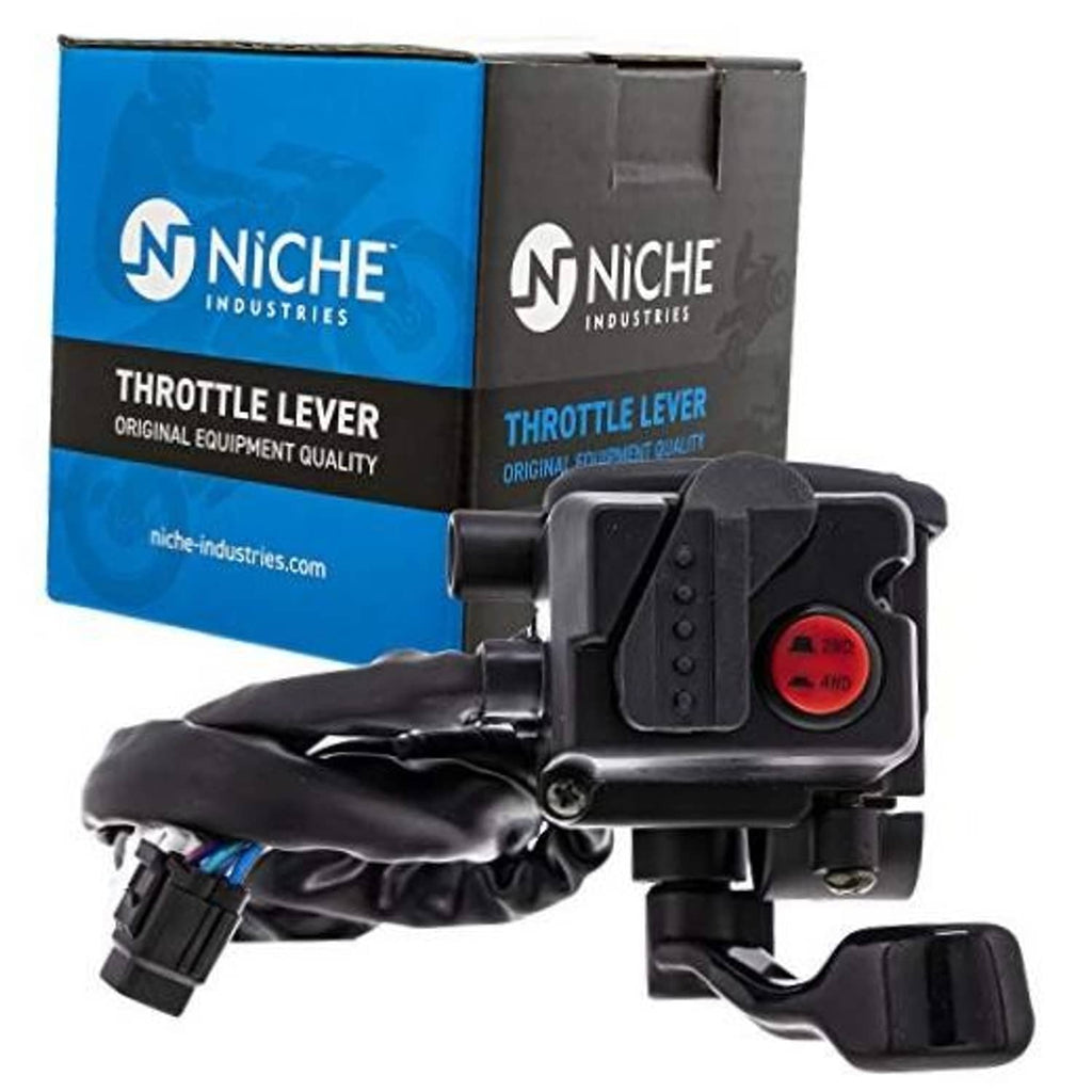 Throttle lever control assembly with black hand grip and Niche box