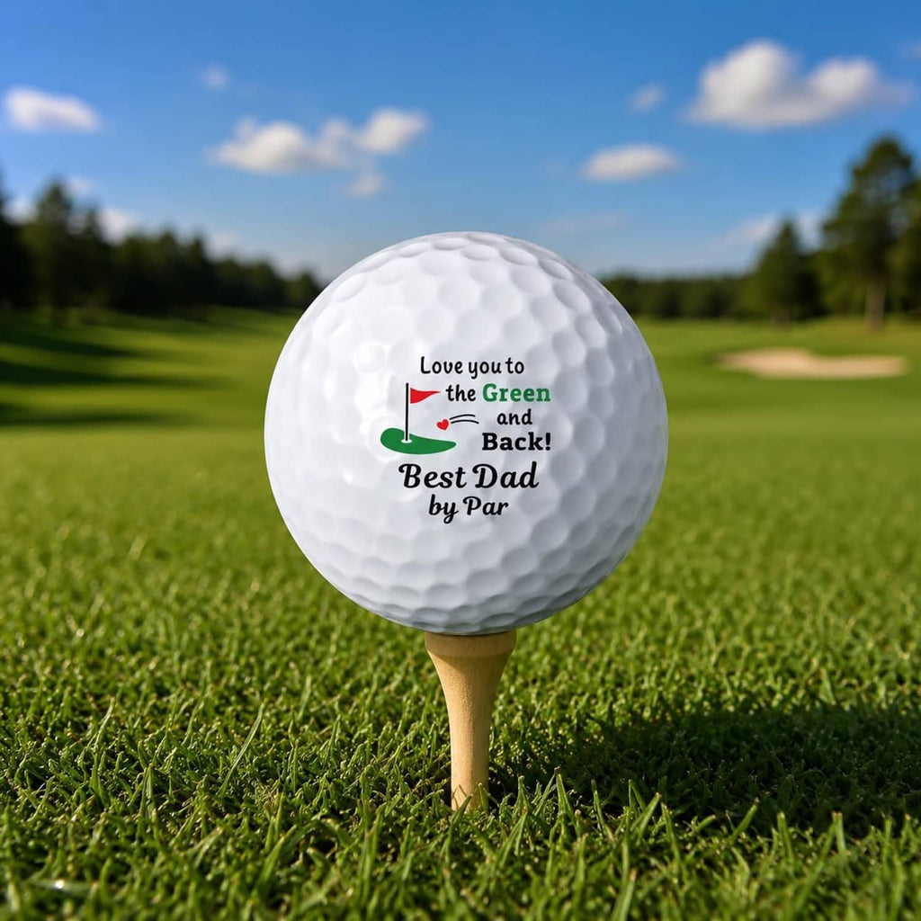 White golf ball on a wooden tee on the golf green