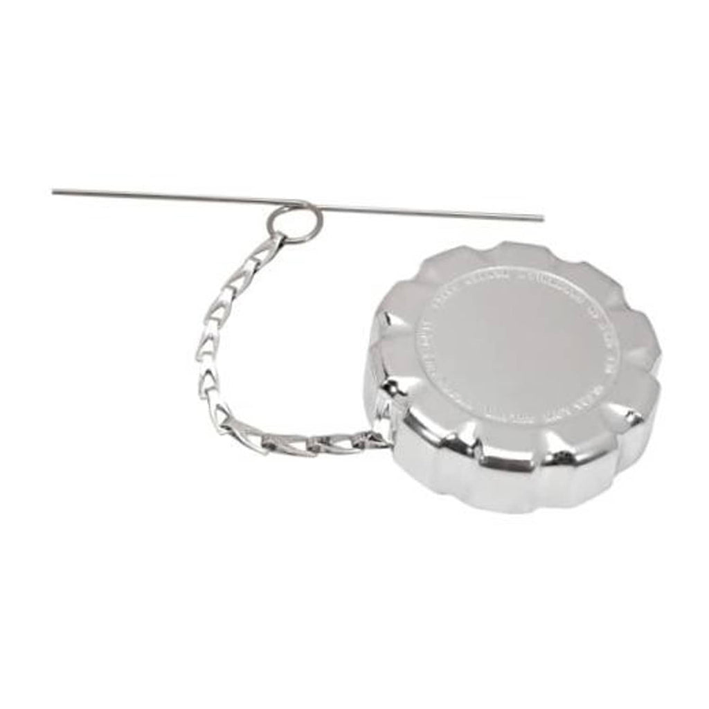 Chrome diesel fuel tank cap with hanging chain, round locking lid