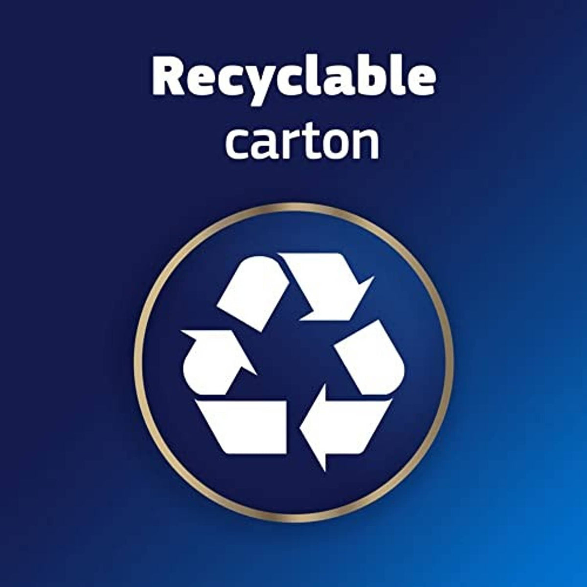 Recyclable carton packaging graphic for denture adhesive